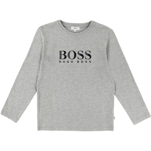 Boys Grey Branded Logo L/s T Shirt 28383 by BOSS from Hurleys