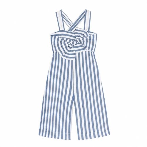 Girls Blue Stripe Bow Jumpsuit 58312 by Mayoral from Hurleys
