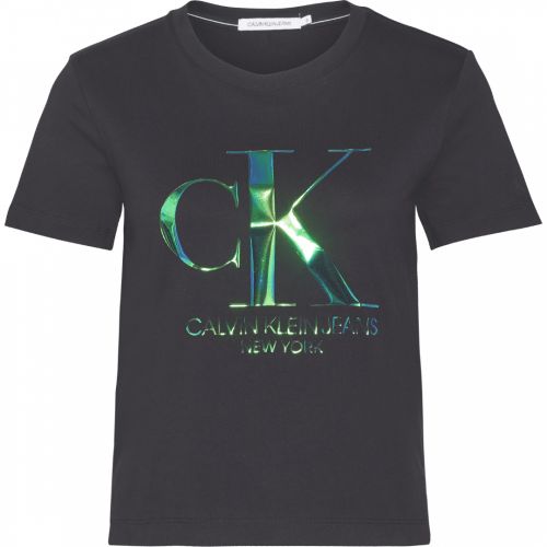 Womens Black Iridescent CK Straight Fit S/s T Shirt 60128 by Calvin Klein from Hurleys