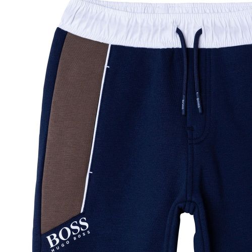 Boys Navy Colourblock Sweat Pants 92932 by BOSS from Hurleys