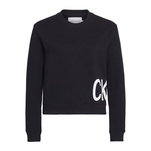 Womens Black Logo Boxy Crew Sweat Top 42917 by Calvin Klein from Hurleys