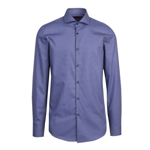 Mens Blue Kason Fine Check Slim Fit L/s Shirt 51676 by HUGO from Hurleys