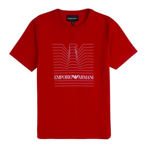 Boys Red Layered Logo S/s T Shirt 83137 by Emporio Armani from Hurleys