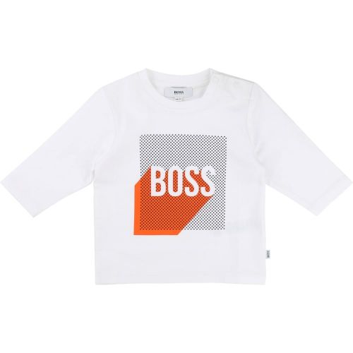 Baby White Chest Logo L/s T Shirt 13235 by BOSS from Hurleys