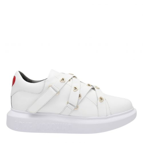 Womens White Heart Rivet Trainers 79211 by Love Moschino from Hurleys