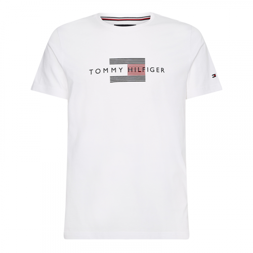 Mens White Lines Hilfiger S/s T Shirt 93922 by Tommy Hilfiger from Hurleys