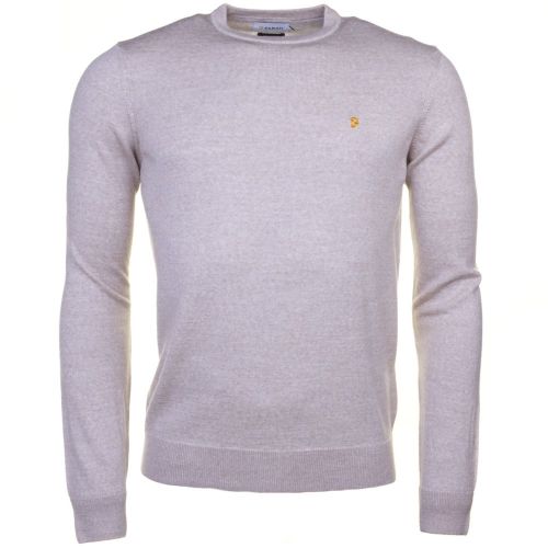 Mens Oatmeal Mullen Crew Knitted Jumper 63649 by Farah from Hurleys