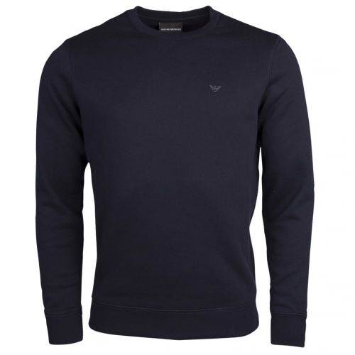Mens Navy Small Logo Crew Sweat Top 22314 by Emporio Armani from Hurleys