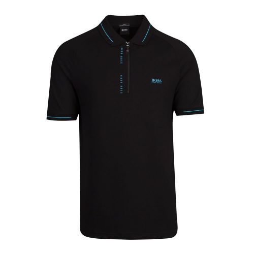 Athleisure Mens Black Philix Zip S/s Polo Shirt 81240 by BOSS from Hurleys