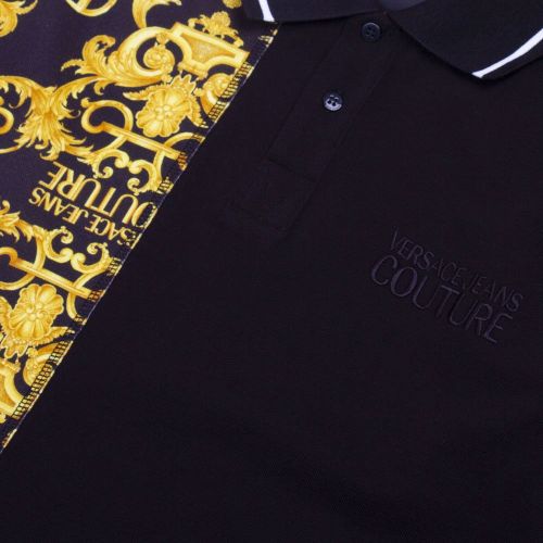 Mens Black Baroque Contrast Regular Fit S/s Polo Shirt 85677 by Versace Jeans Couture from Hurleys
