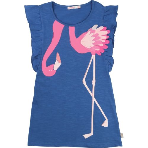 Girls Blue Mosaic Flamingo Tee Shirt Dress 71139 by Billieblush from Hurleys