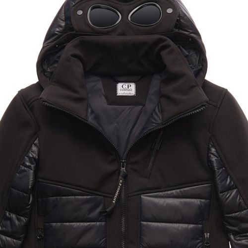 Boys Black Padded Hybrid Goggle Hooded Jacket 77566 by C.P. Company Undersixteen from Hurleys