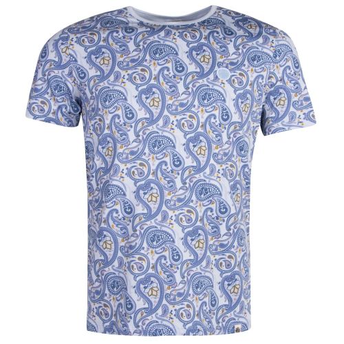 Mens Blue Paisley Print S/s T Shirt 26196 by Pretty Green from Hurleys