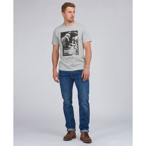 Mens Grey Marl Mechanic Steve S/s T Shirt 95587 by Barbour Steve McQueen Collection from Hurleys