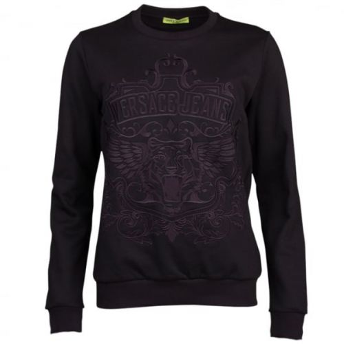 Womens Black Embroidered Logo Sweat Top 15370 by Versace Jeans from Hurleys