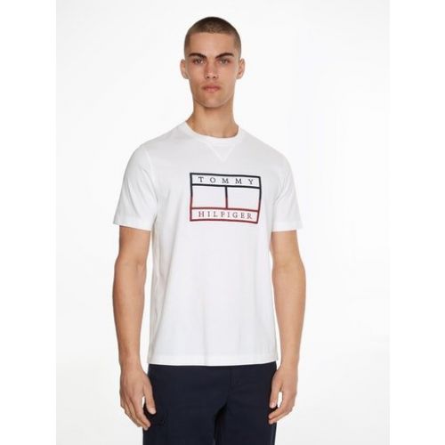 Mens White Linear Flag S/s T Shirt 109876 by Tommy Hilfiger from Hurleys