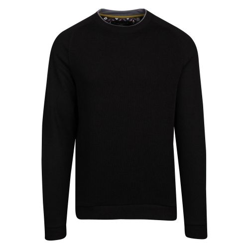 Mens Black Pied Rib Front Crew Sweat Top 50942 by Ted Baker from Hurleys