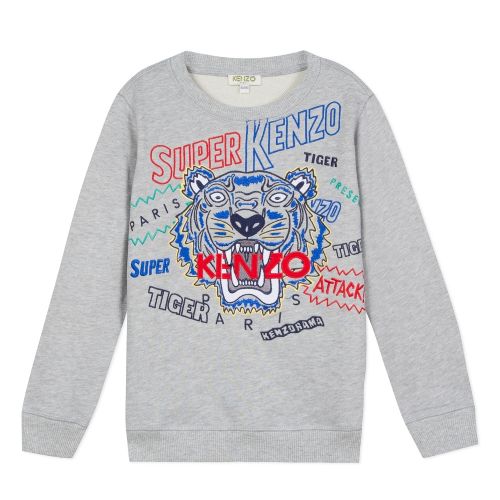 Junior Marl Grey Super Tiger Sweat Top 45851 by Kenzo from Hurleys