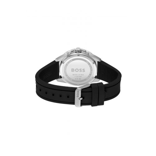 Mens Black/Silver Ace Silicone Strap Watch 106476 by BOSS from Hurleys