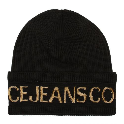 Mens Black/Gold Logo Type Knitted Beanie 90453 by Versace Jeans Couture from Hurleys