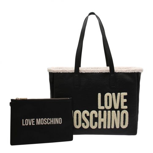 Womens Black Shearling Lined Shopper Bag 92732 by Love Moschino from Hurleys