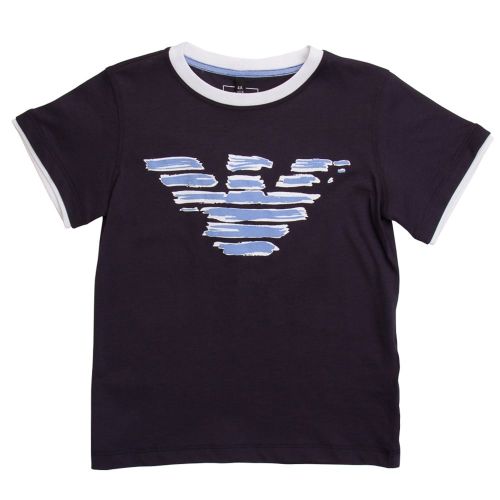 Boys Blue Eagle Logo S/s Tee Shirt 6492 by Armani Junior from Hurleys