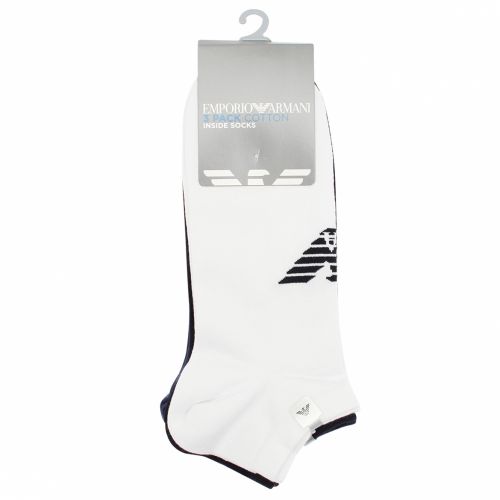 White/Blue 3 Pack Trainer Socks 37248 by Emporio Armani Bodywear from Hurleys
