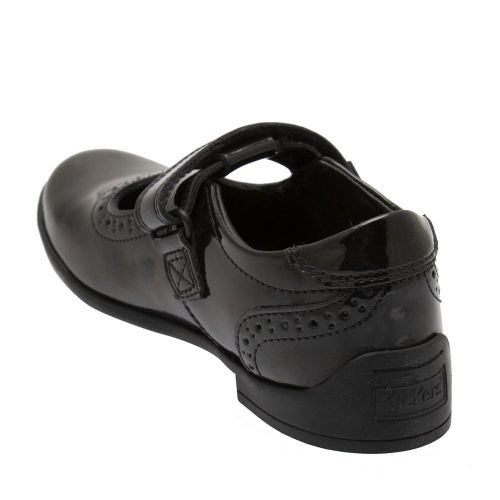 Kickers School Shoes Junior Black Patent Bridie Brogue T-Velcro (12.5-2.5)