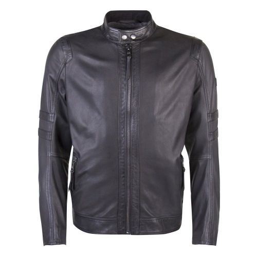 Casual Mens Black Jaylo Leather Jacket 26333 by BOSS from Hurleys