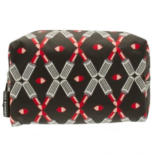 Womens Back & Silver Lipstick Lattice Wash Bag 11865 by Lulu Guinness from Hurleys