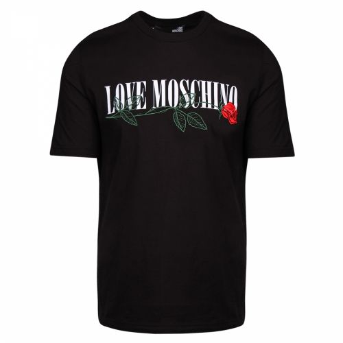 Mens Black Logo Rose Regular Fit S/s T Shirt 39400 by Love Moschino from Hurleys
