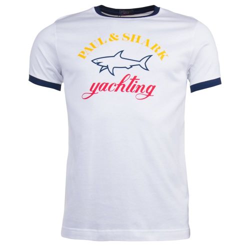 Mens White Logo Shark Fit S/s T Shirt 72453 by Paul And Shark from Hurleys