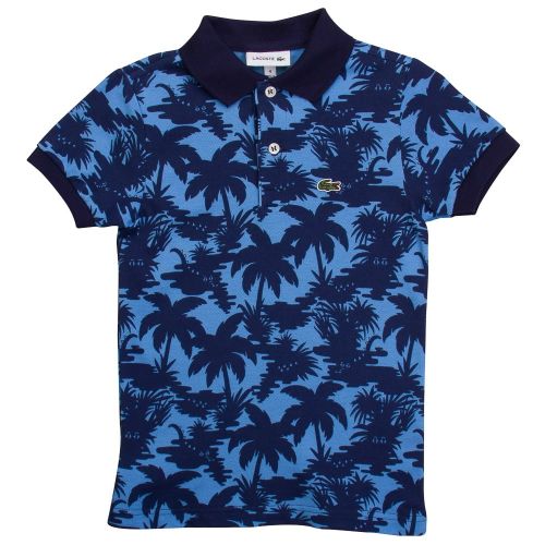 Boys Gcp Blue Palm Print S/s Polo Shirt 71342 by Lacoste from Hurleys