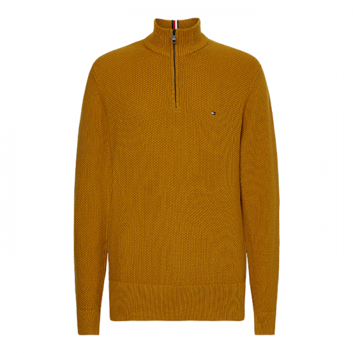 Mens Crest Gold Waffle 1/2 Zip Knitted Jumper 93924 by Tommy Hilfiger from Hurleys