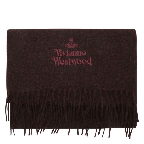 Burgundy Embroidered Lambswool Scarf 79422 by Vivienne Westwood from Hurleys