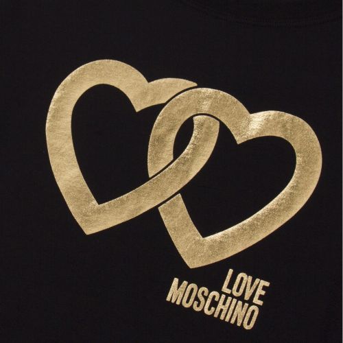 Womens Black Metallic Hearts Slim Fit S/s T Shirt 47884 by Love Moschino from Hurleys