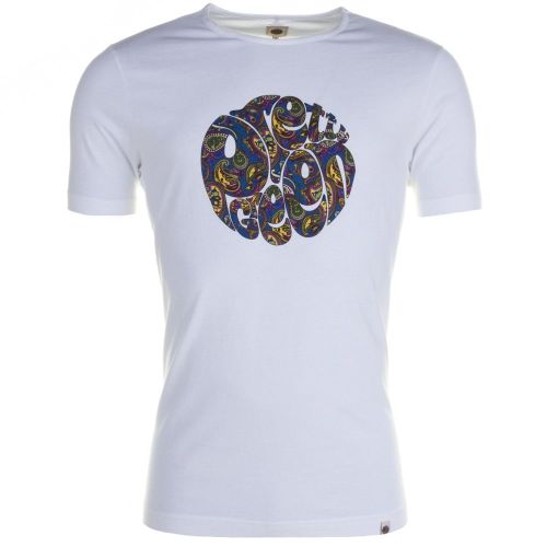 Mens White Paisley Logo S/s Tee Shirt 64190 by Pretty Green from Hurleys