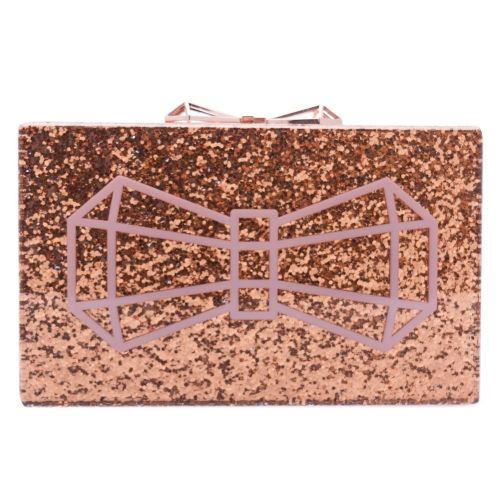 Womens Rose Gold Bowwe Bow Glitter Resin Clutch Bag 68566 by Ted Baker from Hurleys