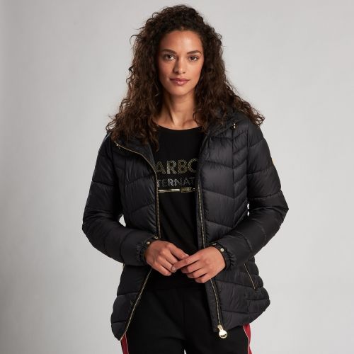 Womens Black Ace Hooded Quilted Jacket 51321 by Barbour International from Hurleys