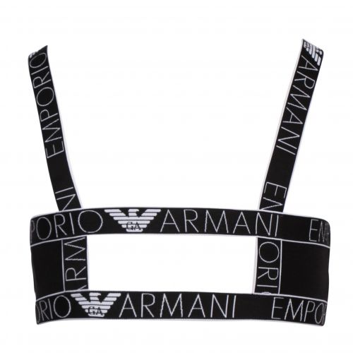 Womens Black Branded Tape Bralette 78272 by Emporio Armani Bodywear from Hurleys