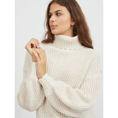 Womens Light Natural Vikilan Scallop Knitted Jumper 98976 by Vila from Hurleys