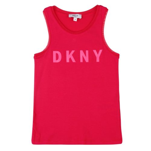 Girls Raspberry Branded Logo Vest Top 36524 by DKNY from Hurleys