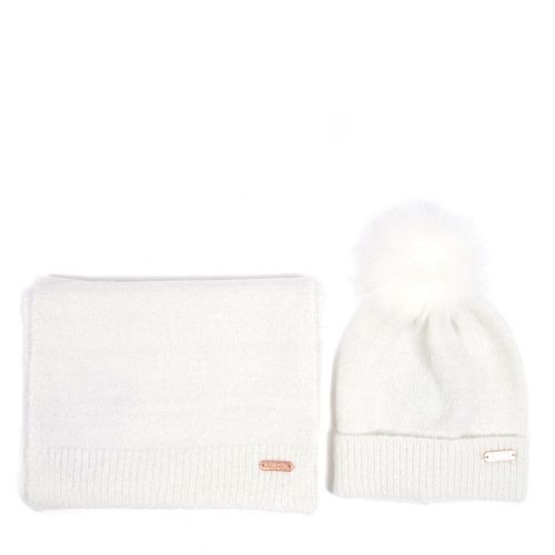 International Womens White Knitted Hat & Scarf Set 47565 by Barbour from Hurleys