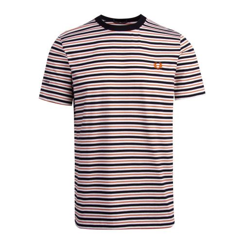 Mens Snow White Fine Stripe S/s T Shirt 83521 by Fred Perry from Hurleys