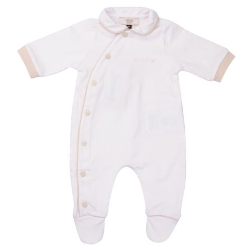 Boys Beige and White Baby Trim Babygrow 19808 by Armani Junior from Hurleys
