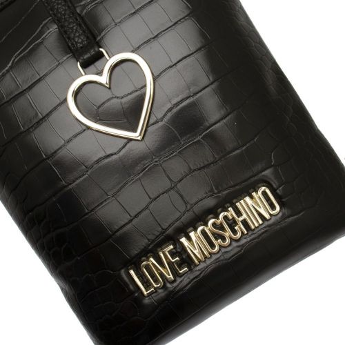 Womens Black Croc Heart Phone Crossbody Bag 95803 by Love Moschino from Hurleys