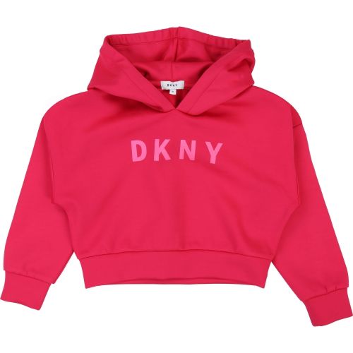 Girls Raspberry Branded Short Hooded Sweat Top 36522 by DKNY from Hurleys