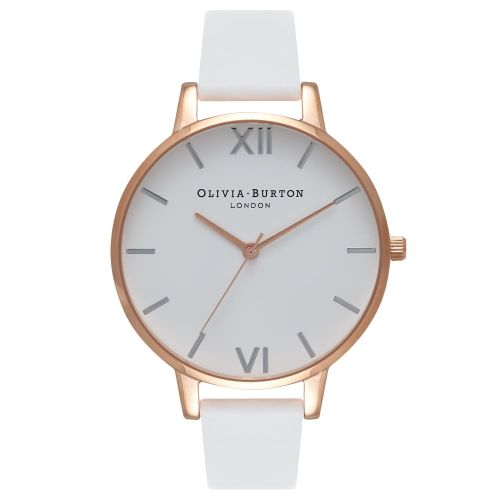 Womens White Rose Gold White Big Dial Watch 67877 by Olivia Burton from Hurleys