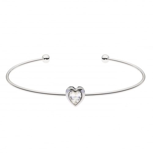Womens Silver Crystal Hasina Heart Ultra Fine Cuff 18355 by Ted Baker from Hurleys