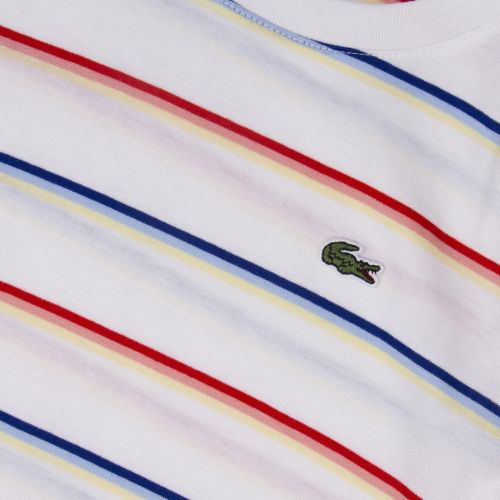Boys White Multi Stripe S/s T Shirt 38607 by Lacoste from Hurleys